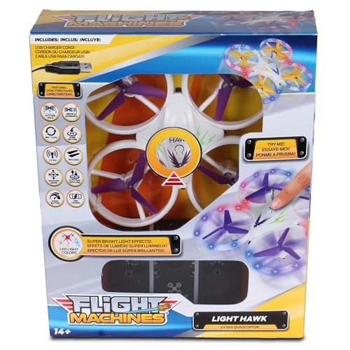 Fight Machines LightHawk Quadcopter - Altitude Hold Obstacle Avoidance LED Light Show