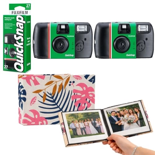 QuickSnap Flash 400 - 27 exposures ISO 400 + 36 Slot Photo Album - Purple Heart Fabric