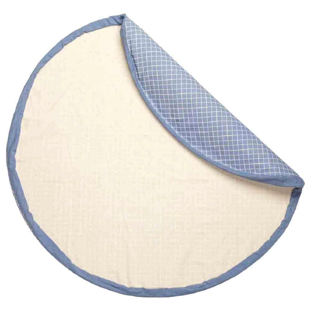 Play&Go Organic Playmat & Storage Bag - Grid Blue Suitable for 3 years & above