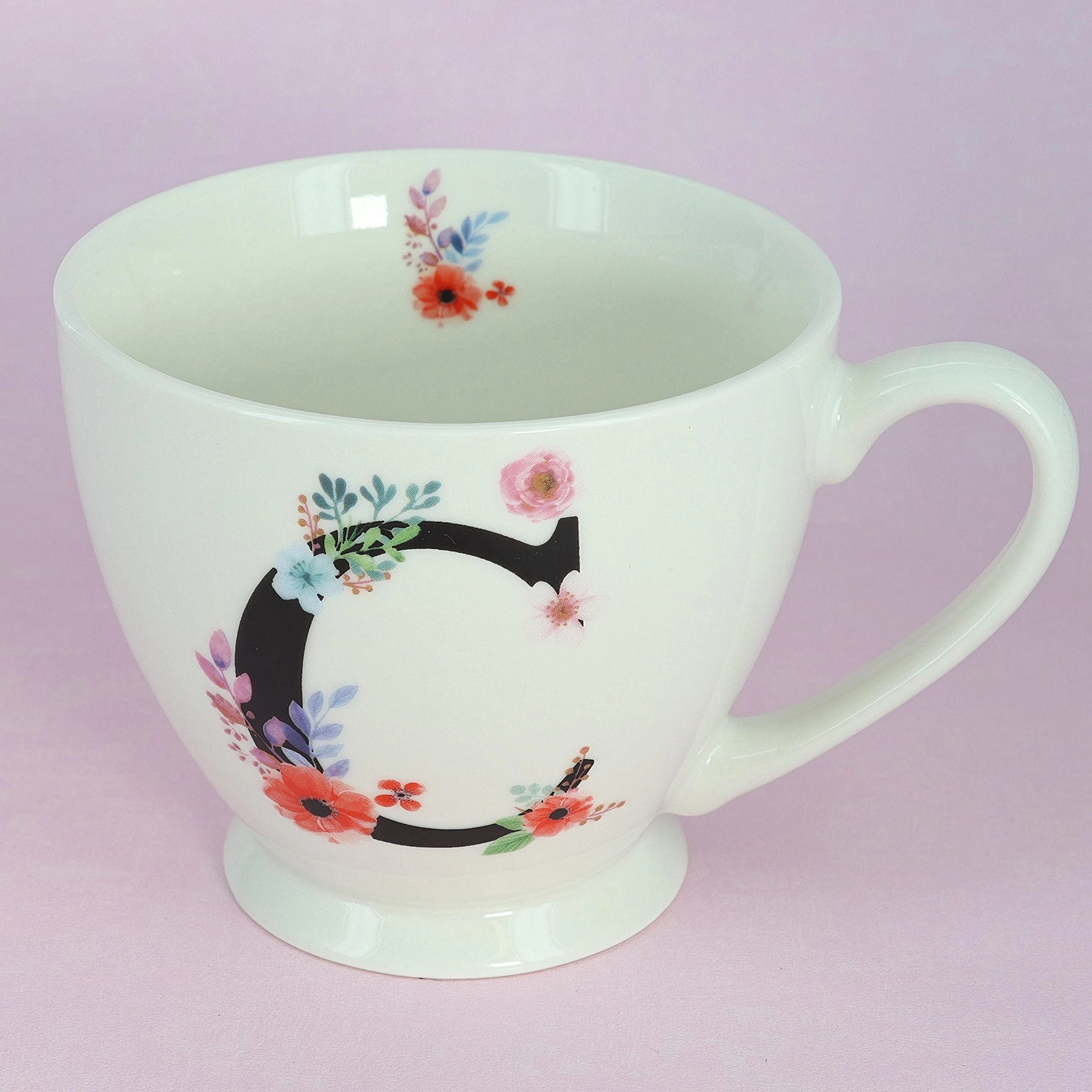Blossom Monogram Ceramic Mug - 1 pcs - Alphabet - 450 ml