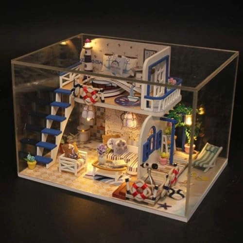 Miniature Dollhouse - Pink LED Lights