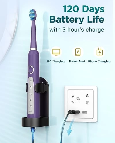 Electric Toothbrush - 8 Brush Heads 5 Modes 2 Minute Timer