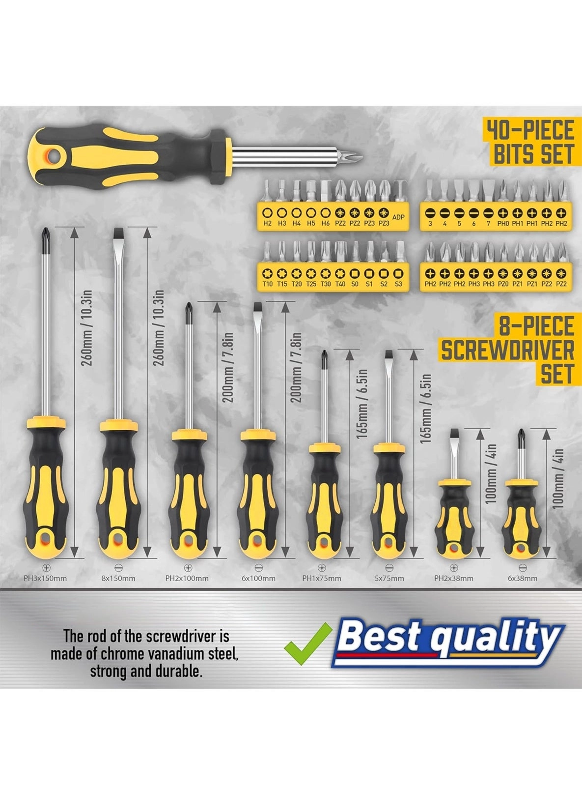 Magnetic Insulated Slotted and Phillips Screwdriver Set (72 Pcs)
