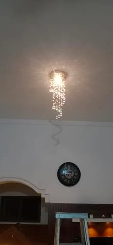 GA Crystal Glass Chandelier - 2 Foot Yellow LED
