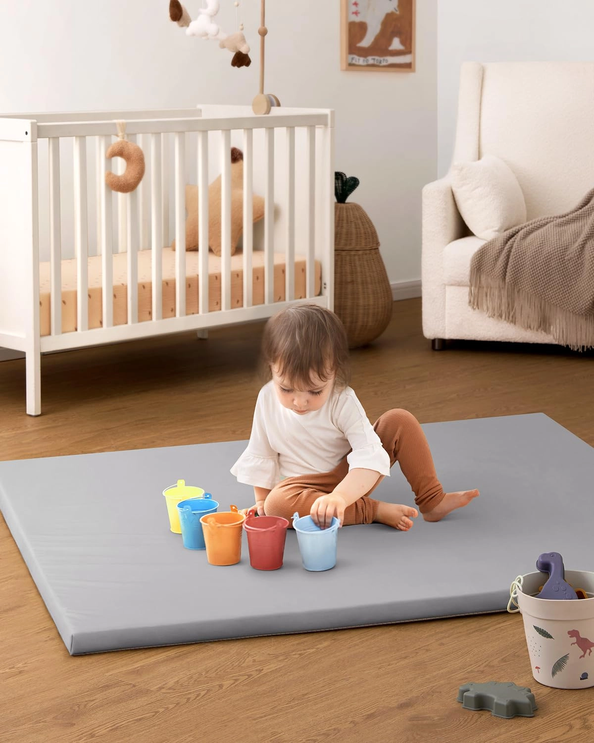 Vegan Leather Baby Play Mat - 50x50 Taupe