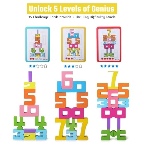 Wooden Number Building Blocks - 3 years and up 20PCS