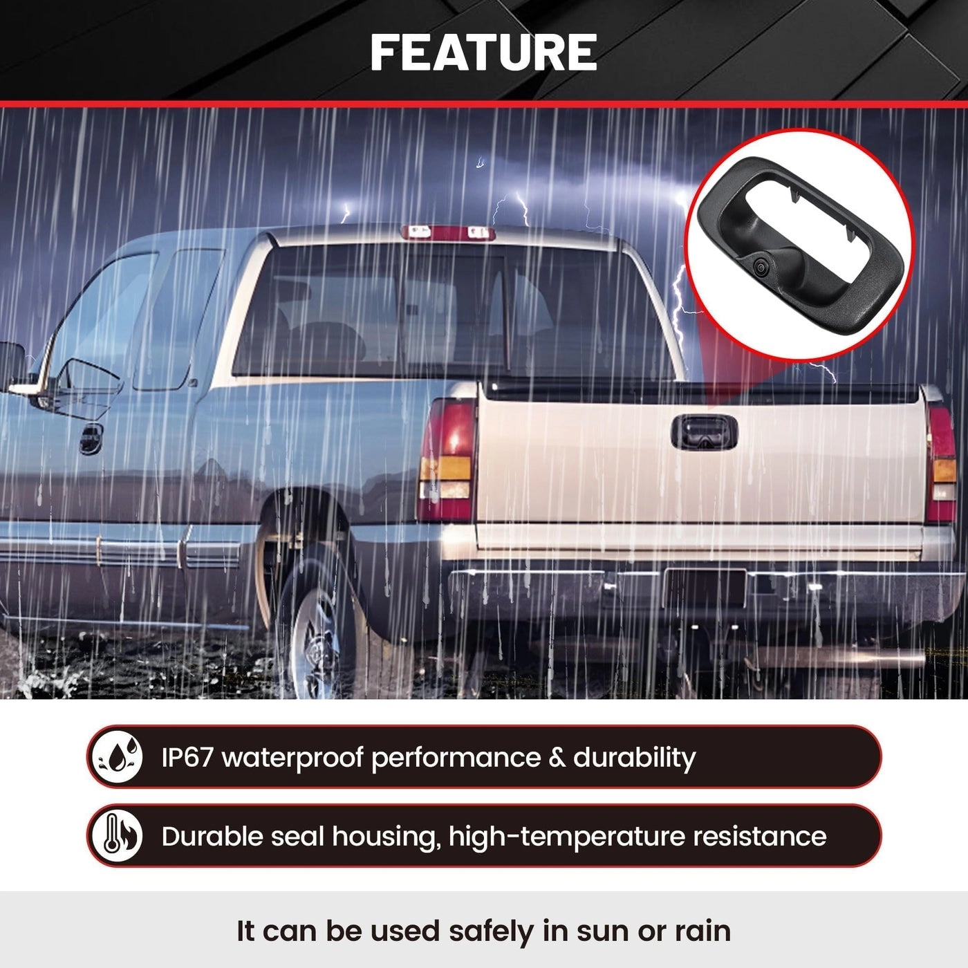 Tailgate Handle Backup Camera - Night vision 728 x 582