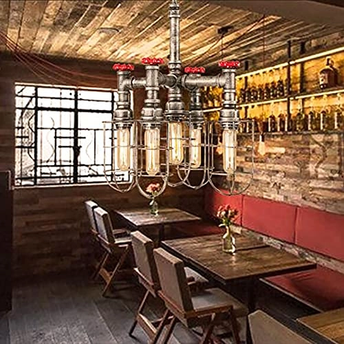 American Country Creative Chandeliers - E27 5 Heads Vintage silver gray