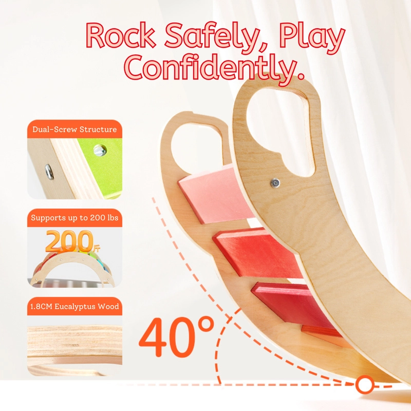 Rainbow Wooden Climber - 4-in-1 With Cushion