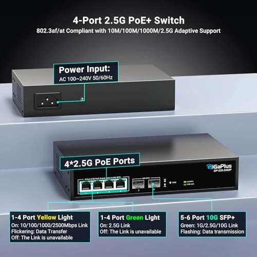 6 Port Unmanaged|4x2.5G PoE+2x10G SFP 6-ports