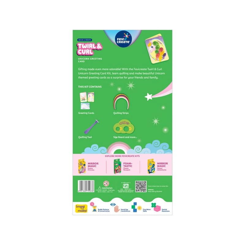 Build-n-Create Twirl & Curl Unicorn Greeting Card Kit - 5+ years 4 Greeting Cards
