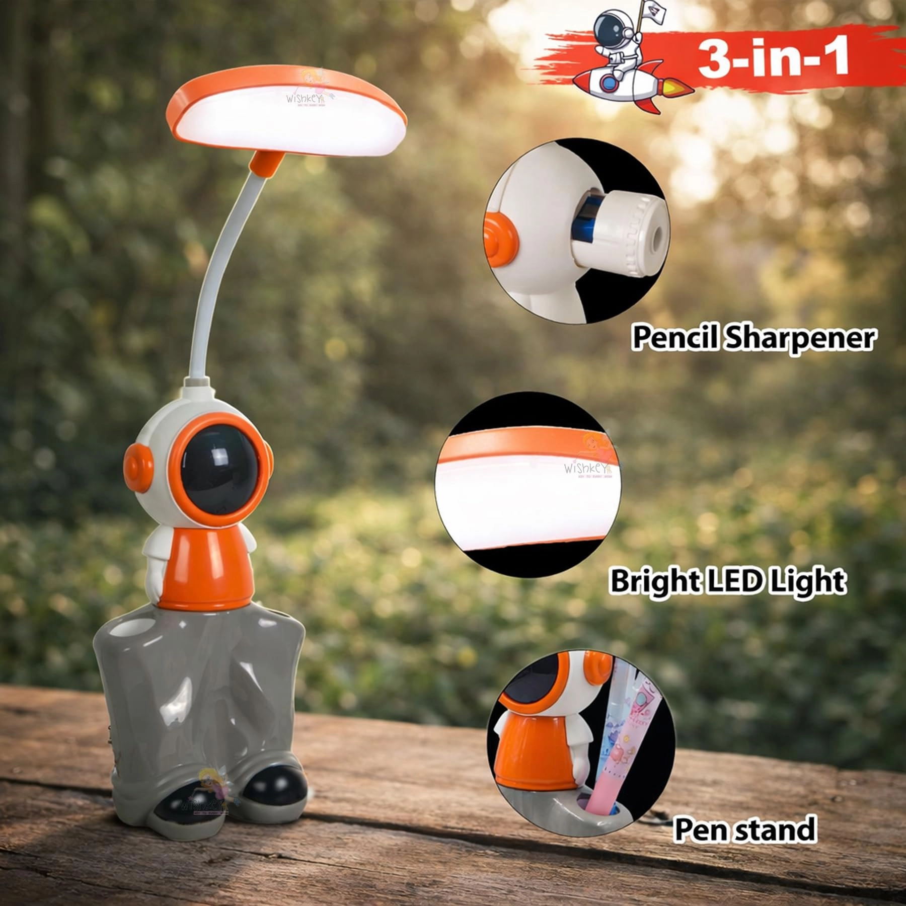 3-in-1 LED Desk Lamp - Astronaut Theme Rechargeable