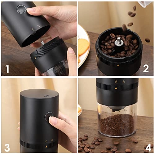 Electric Coffee Grinder - White Portable Rechargeable