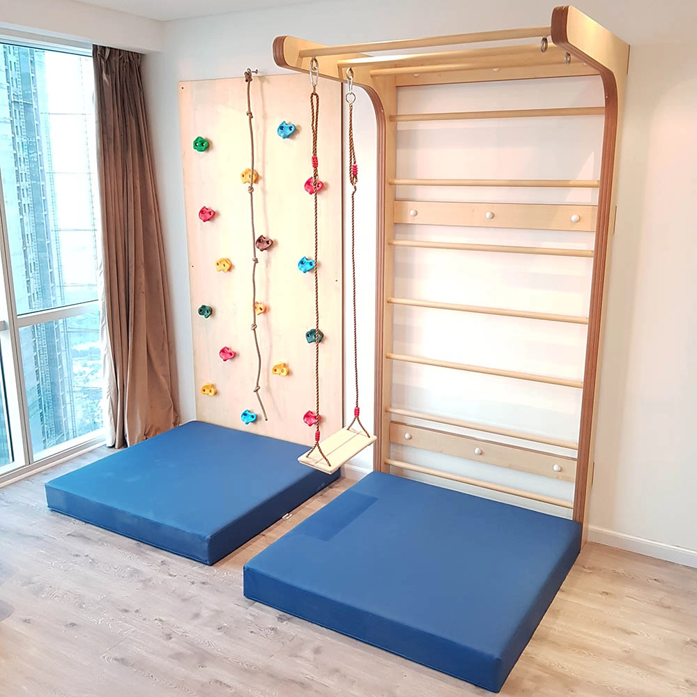 Swedish Wall + Climbing Wall - 1 Panel + Safety Mat - 120 x 120 x 15 cm