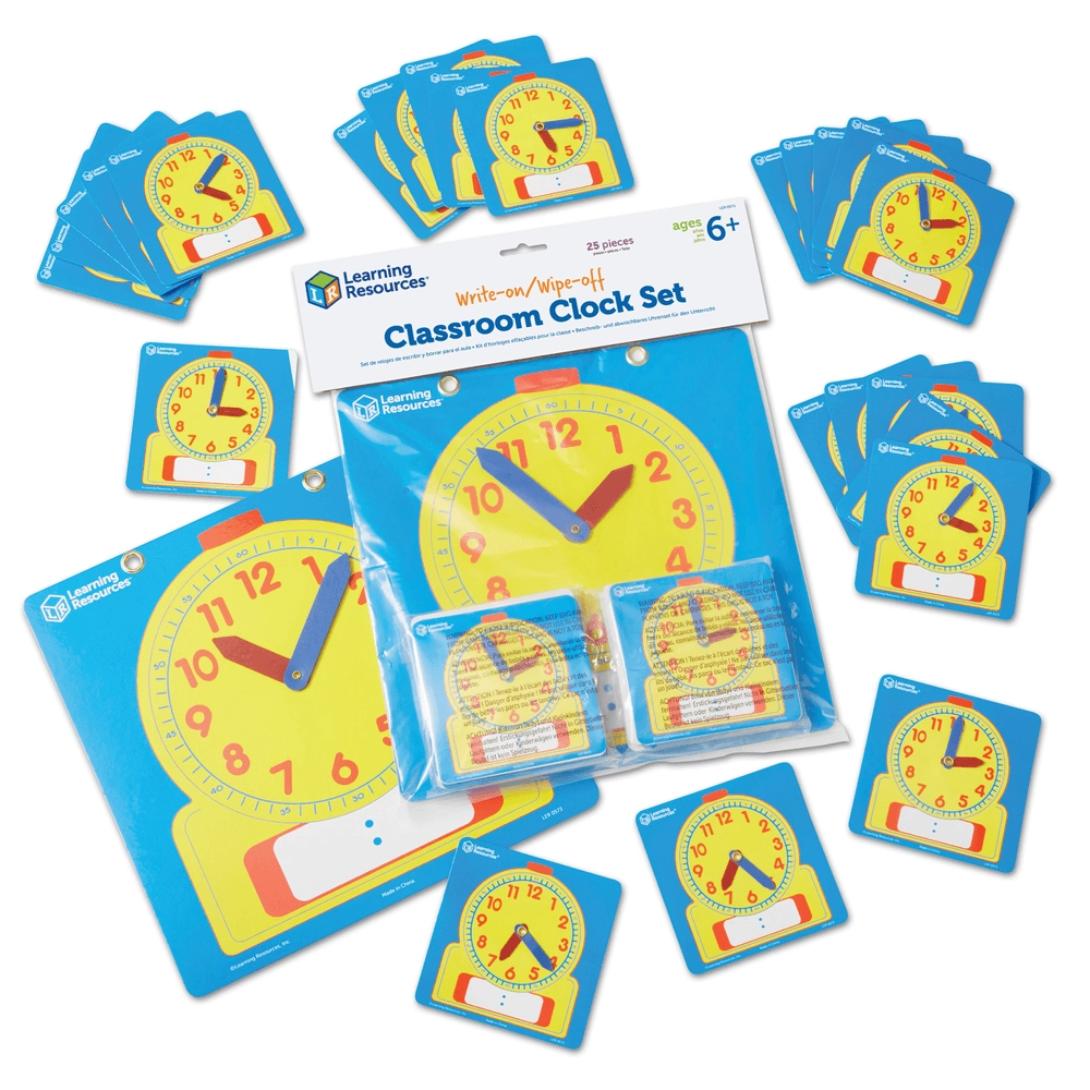 Learning Resources Write And Wipe Clocks Classroom Set - Suitable for 6 years and above 25 Pcs