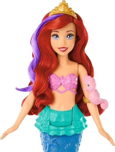 Ariel Swimming Mermaid Doll - Color-change hair and tail Includes seahorse friend