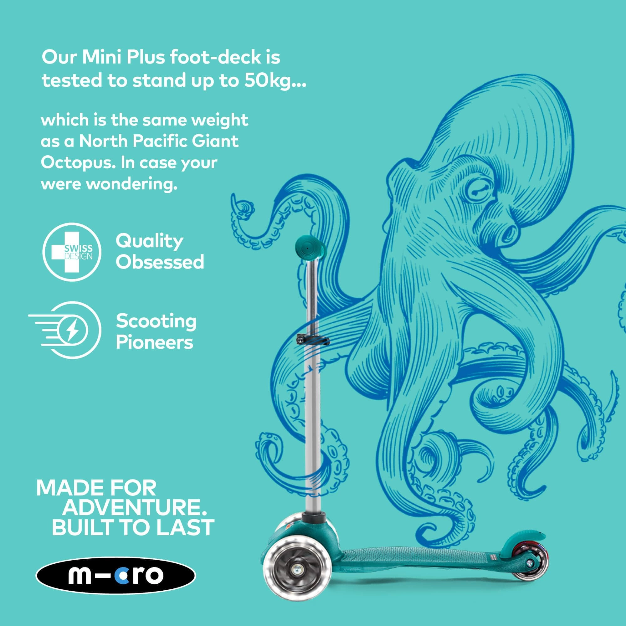 Mini Plus 3-Wheel Kick Scooter – 120/85 mm LED