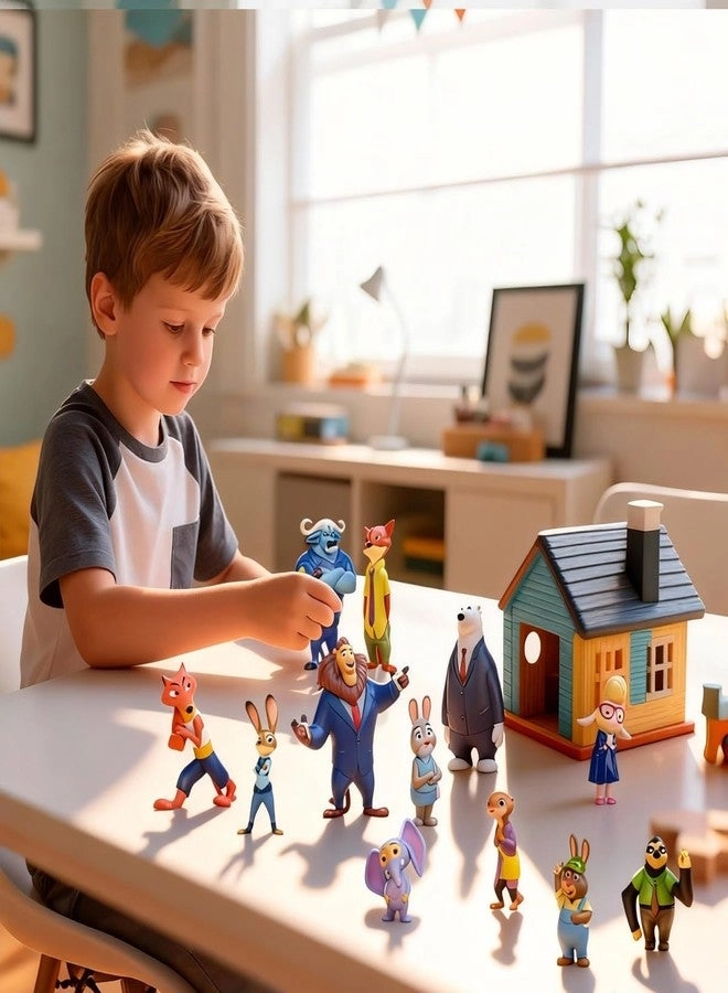 Cartoon Animal Figures - 12 Pcs