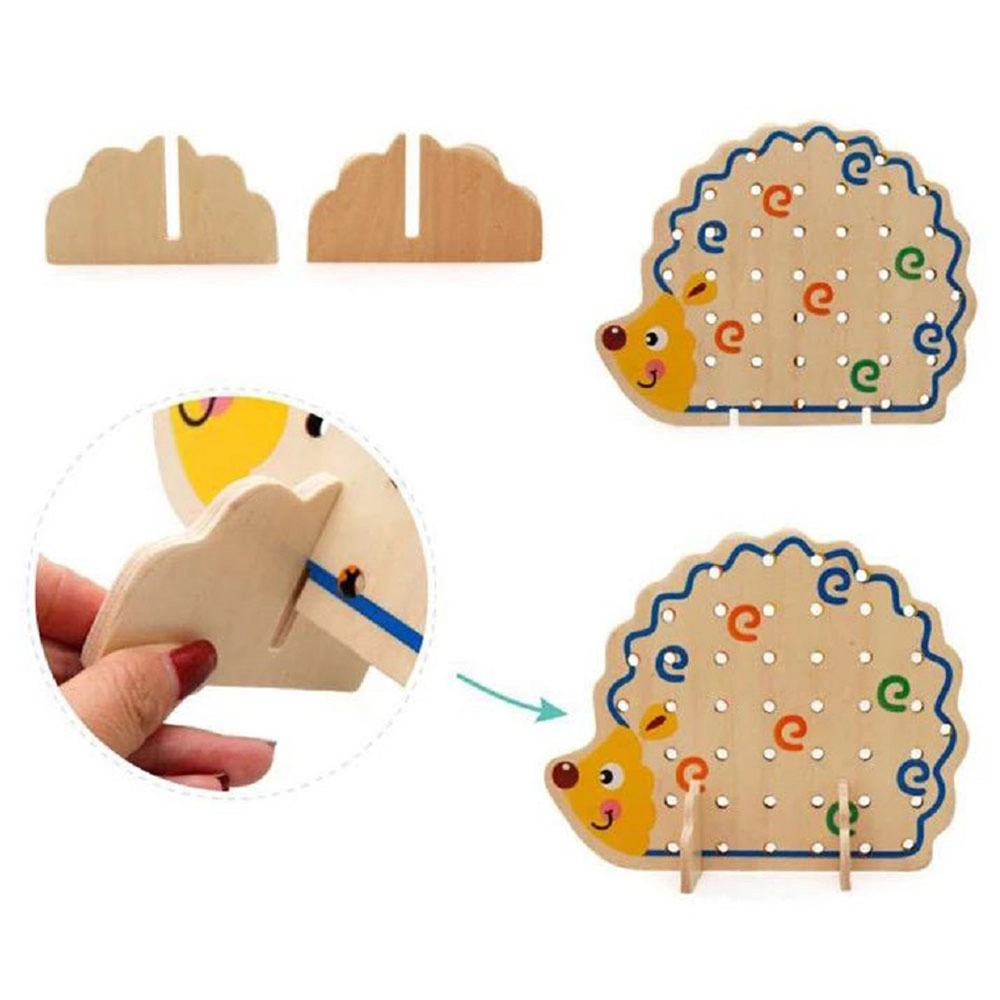 Hedgehog Bead Game - Suitable for 3 years and above around 80 wooden beads