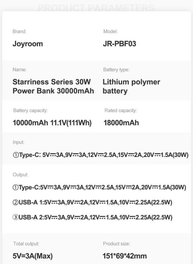 JR-QP193 - 30000 mAh