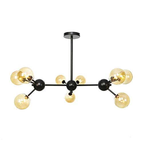 G4 Creative Magic Bean Molecular Chandelier - 9 heads Black transparent lampshade