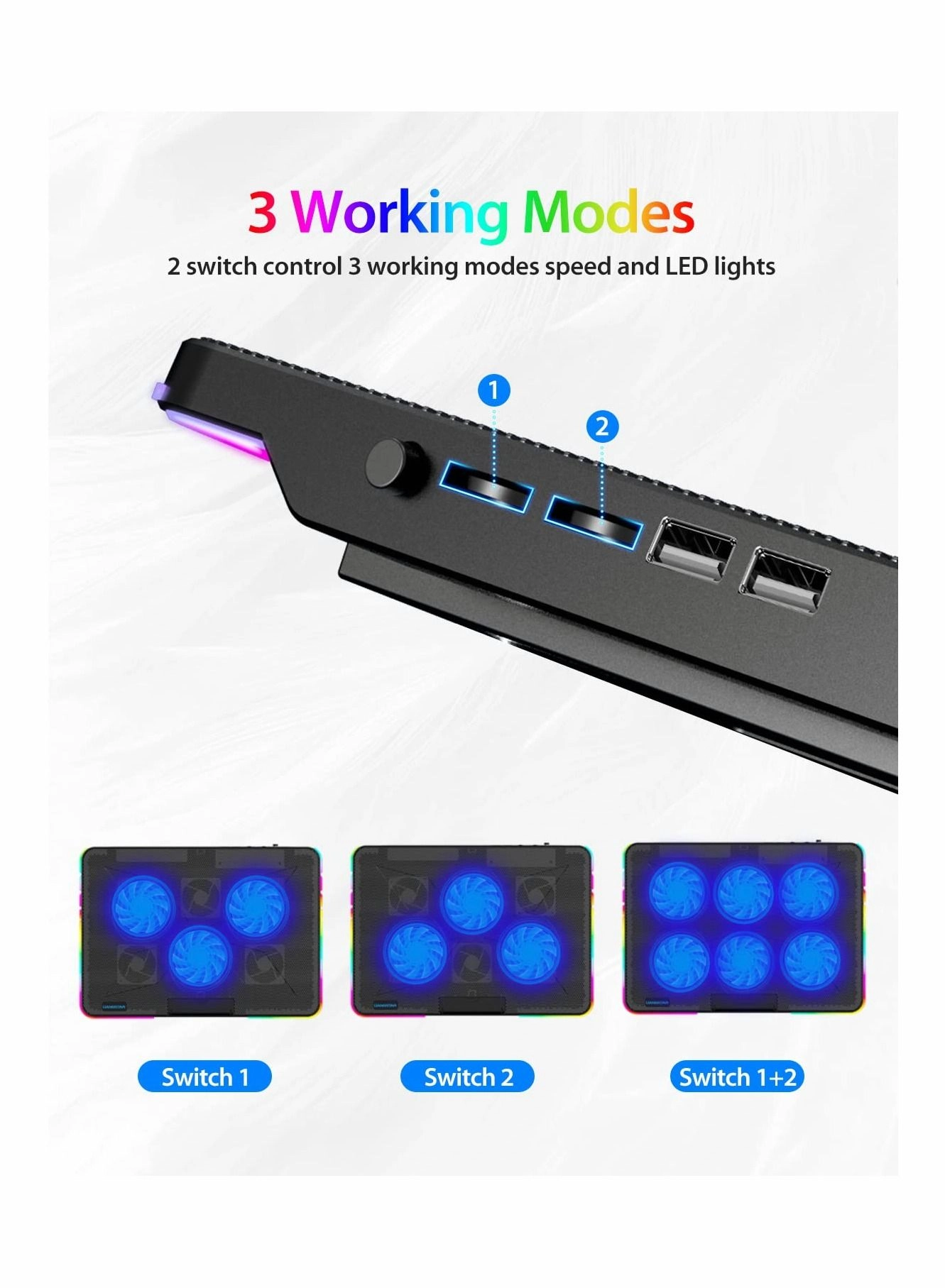 RGB Laptop Cooling Pad - 15-19in