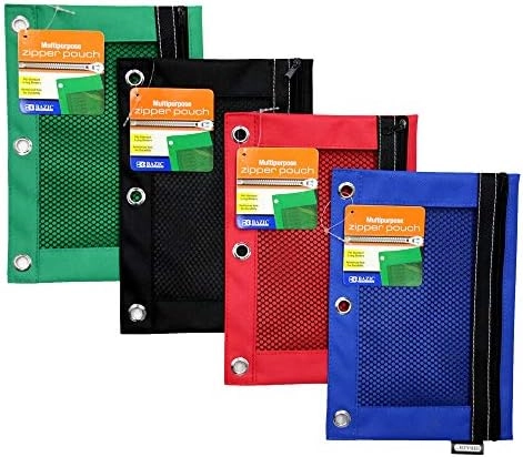Bazic Products 3-Ring Pencil Pouch w/Mesh Window - 24 piece(s)