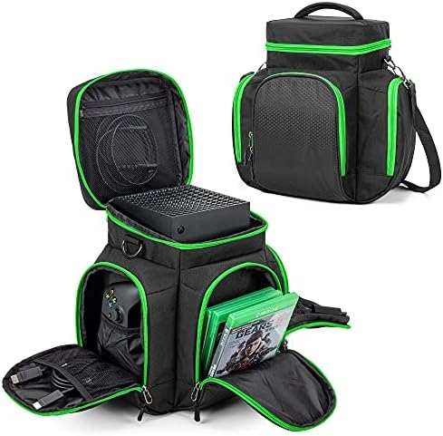 Trunab Console Carrying Case - Compatible with Xbox Series X Multiple Storage Pockets Green