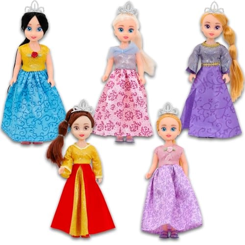 Snow White Princess Doll + Cinderella Princess Doll + Belle Princess Doll + Sleeping Beauty Princess Doll + Rapunzel Princess Doll - Ages 3+