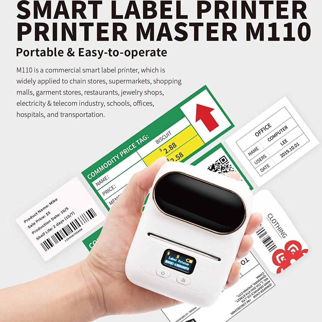 Bluetooth Thermal Label Printer - Ink free printing 15mm