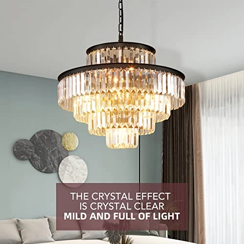 Round Hanging Style Crystal Chandelier - Dimmable