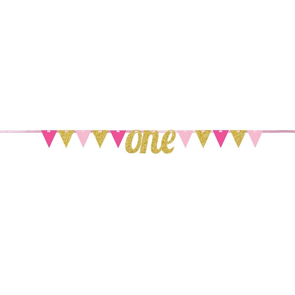 CREATIVE CONVERTING 1st Bday Pink One Banner - 1pcs