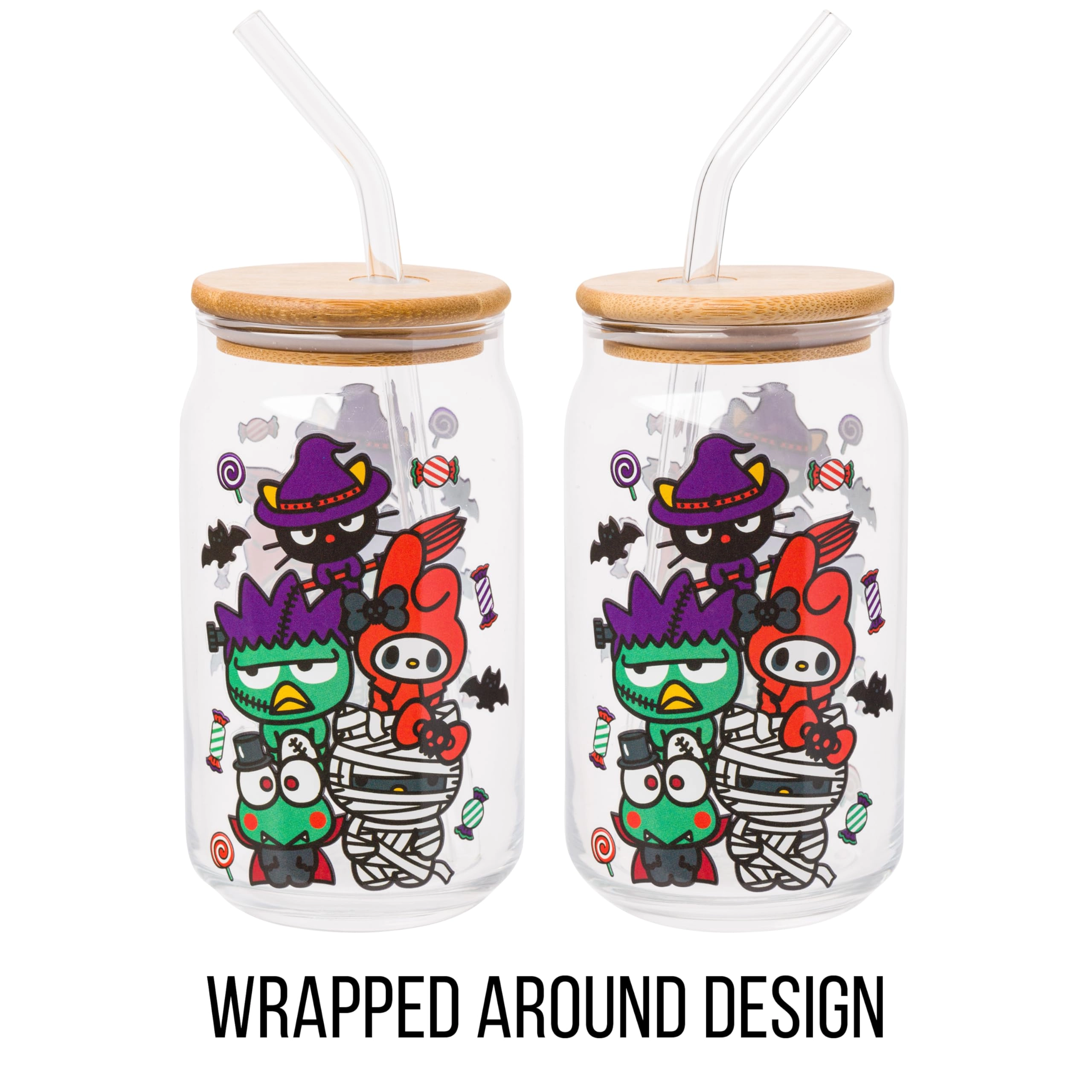 Hello Kitty and Friends Halloween Glass Tumbler - 1 pcs - Bamboo Lid Glass Straw