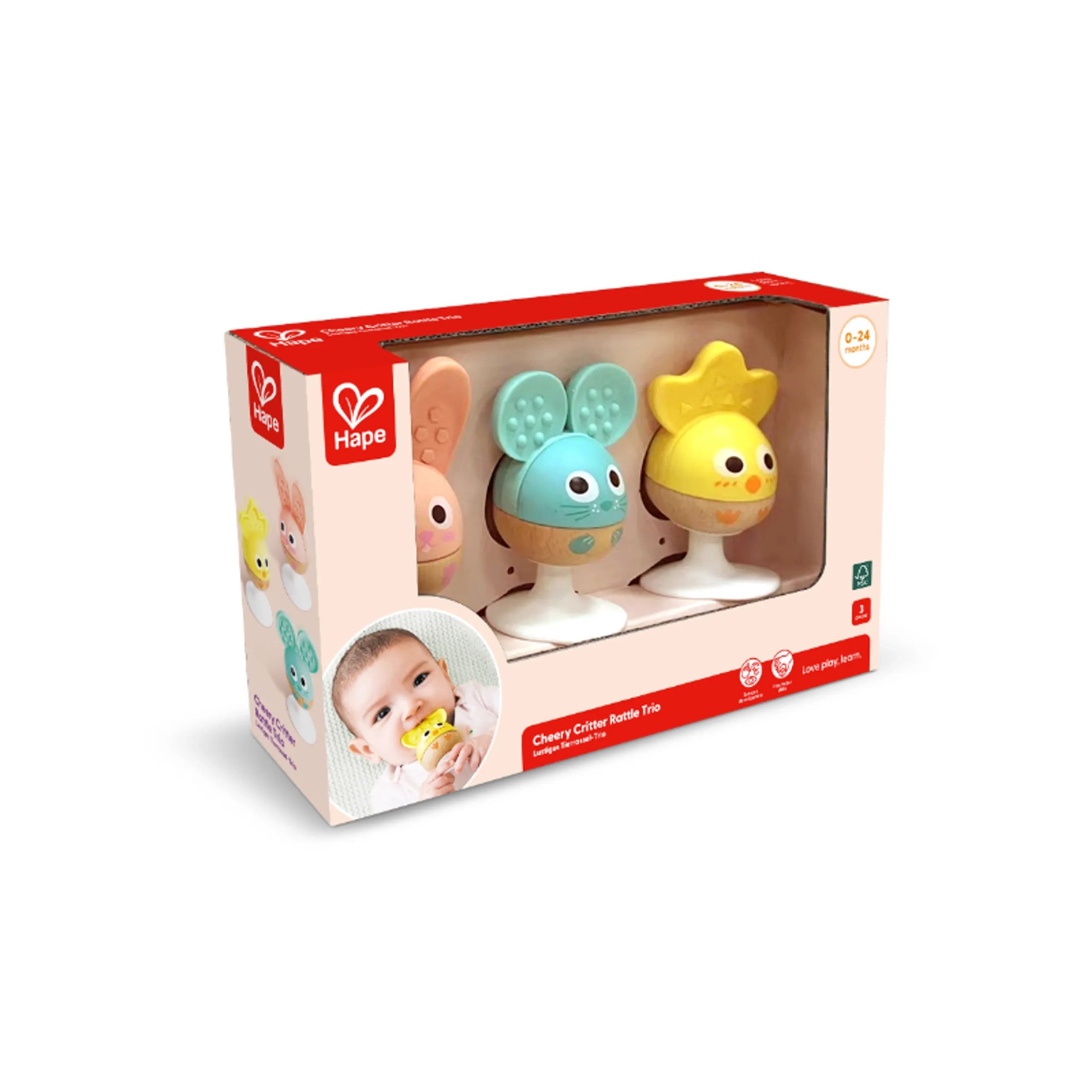 Cheery Critter - Teether Rattle Suction Cup 3 Pcs