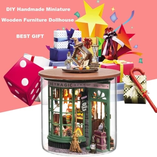 Miniature Wooden Dollhouse Furniture Kit - 3D LED Purple