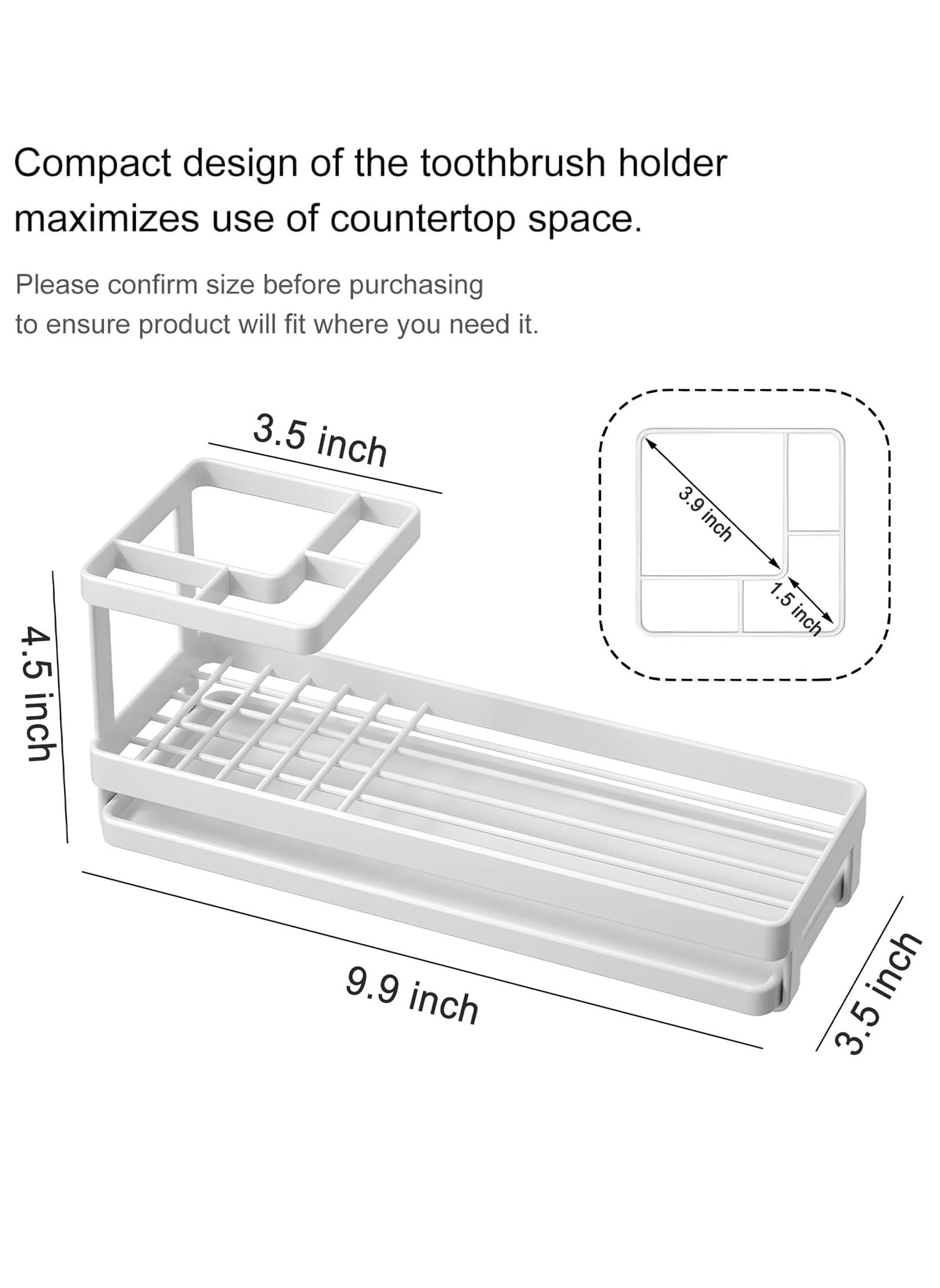 Toothbrush Holder - 4 Slots Bathroom Countertop