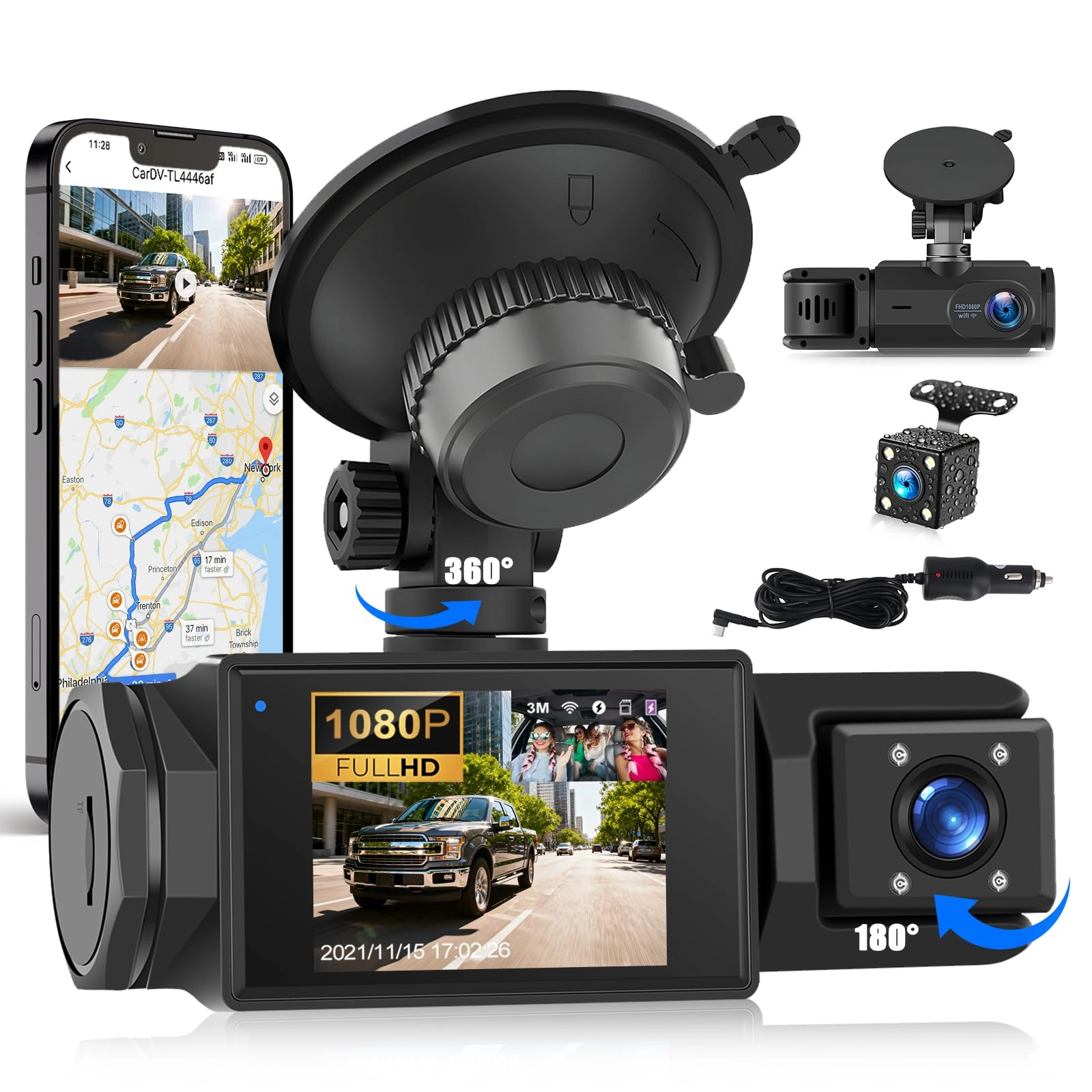 SIXTOP 3 Channel Dash Cam - 1080P 30FPS