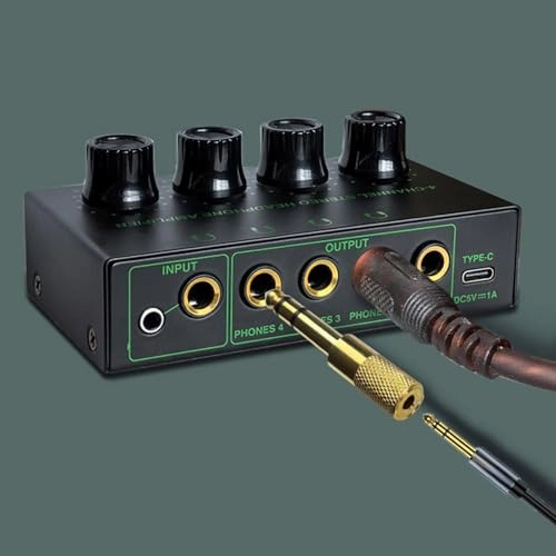 4 Channel Headphone Amplifier - Portable Knob Control Low Noise Output