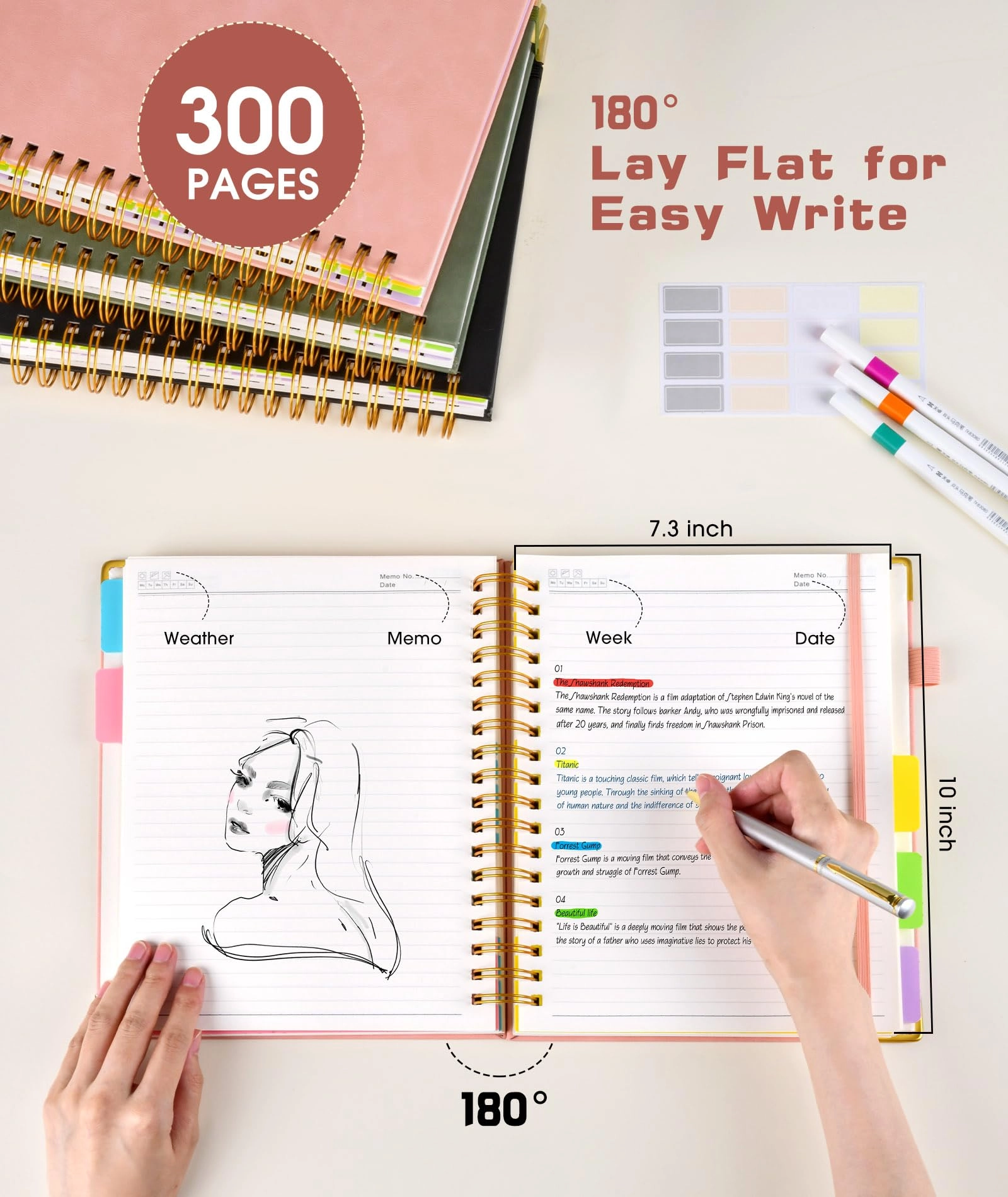 Spiral Notebook Large Hardcover - Lined 150 Sheets