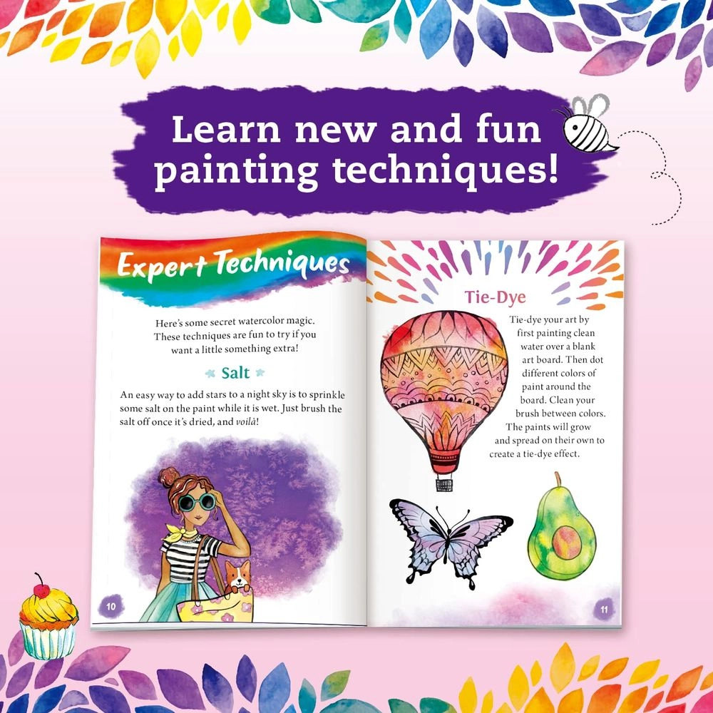 Watercolor Wishes - Watercolour paints, a booklet of beginner-friendly painting techniques, art cards and a brush