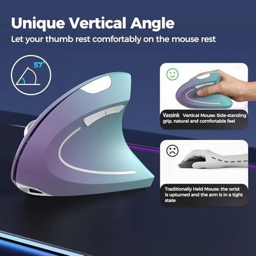 Ergonomic Vertical Wireless Optical Mouse - USB