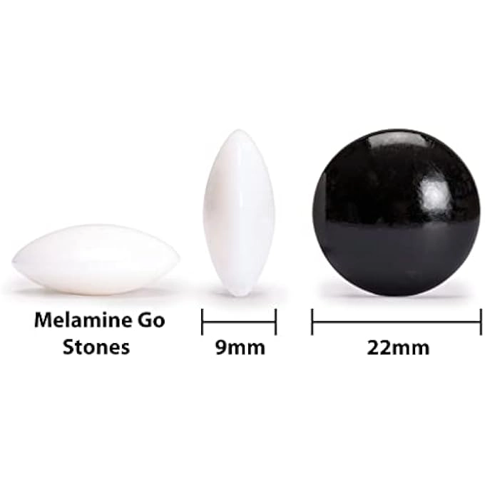 Go Game Set - Bamboo Go Board Double Convex Melamine Stones Bamboo Bowls