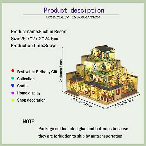 Miniature Villa Dollhouse - Wood DIY LED