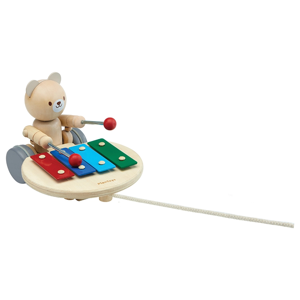 Pull-Along Musical Bear - Wooden Suitable for 12 months & above