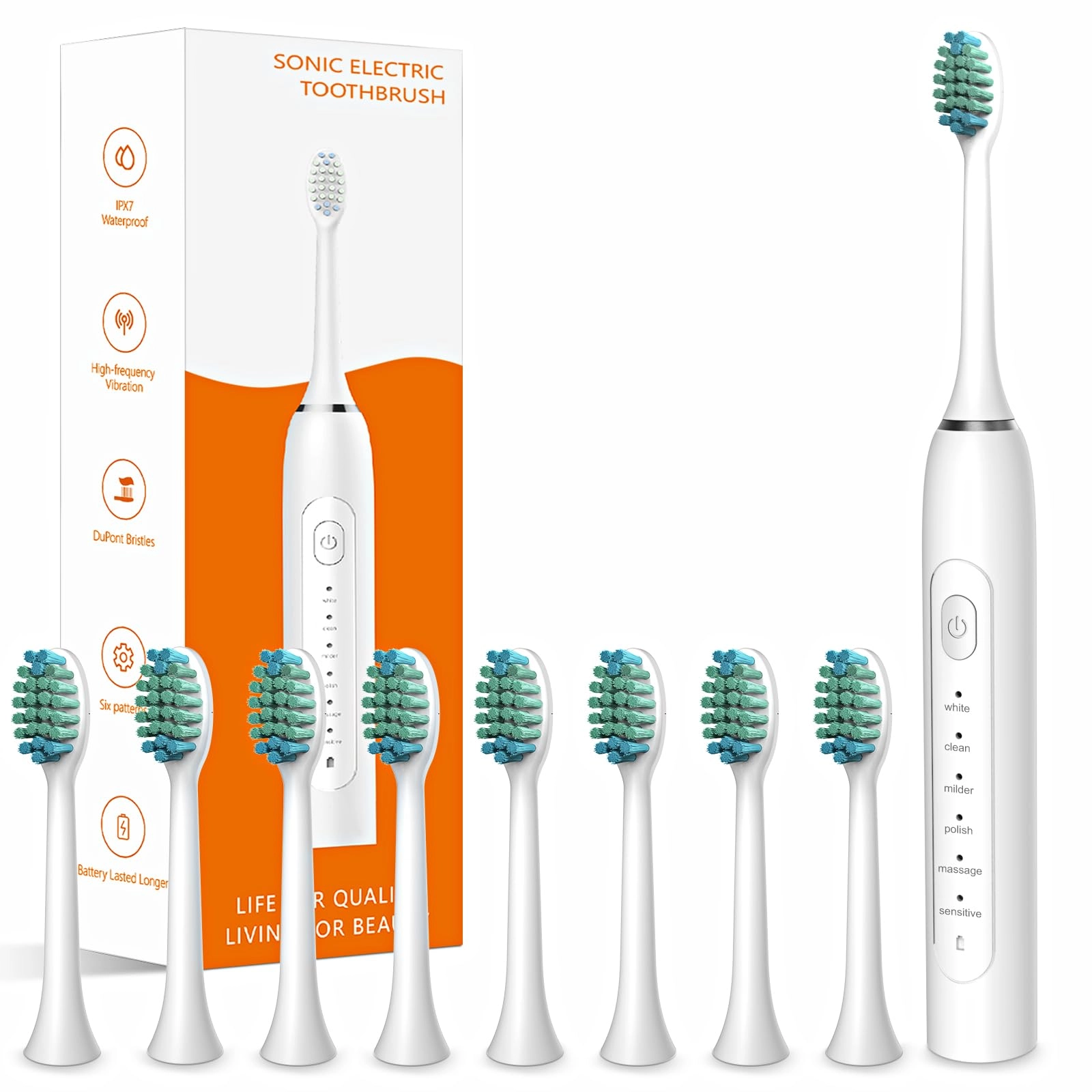 IYGLKD Sonic Electric Toothbrush - 6 Modes 8 Brush Heads