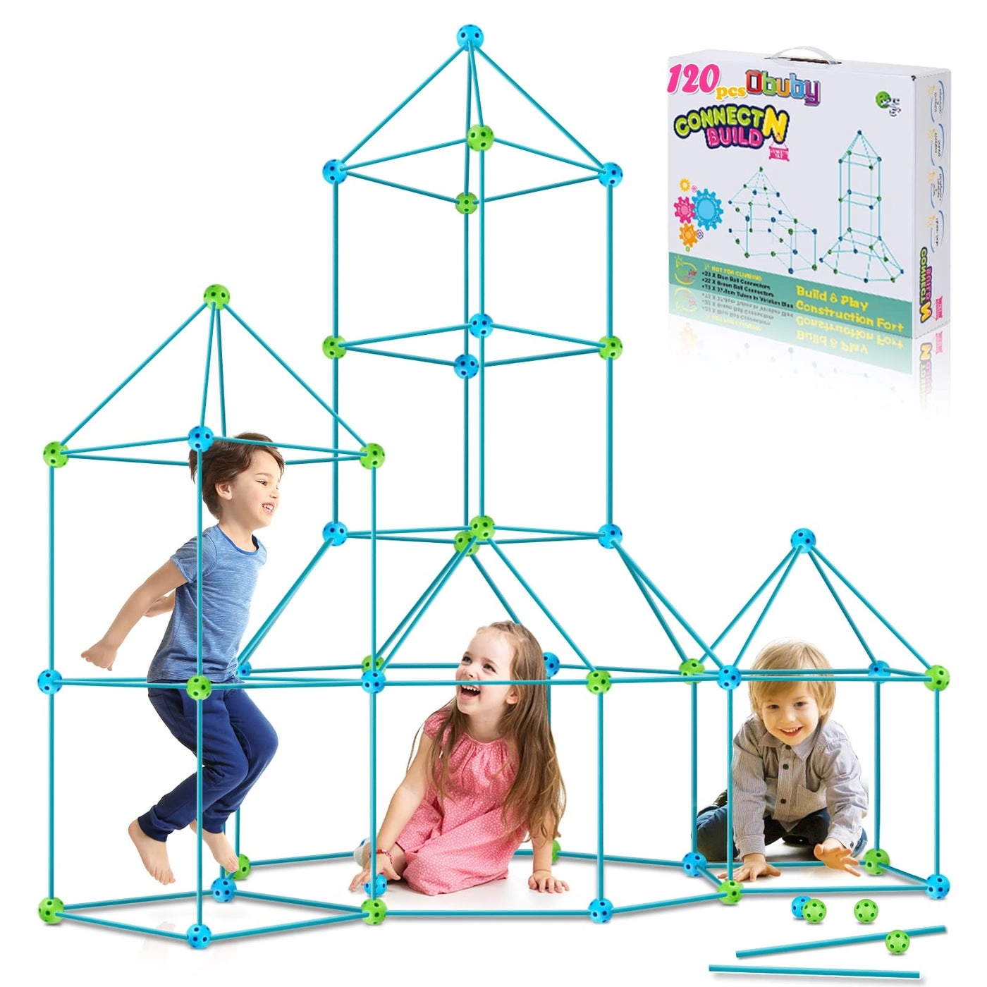 Obuby Kids Fort Building Kit - 120 Pieces STEM