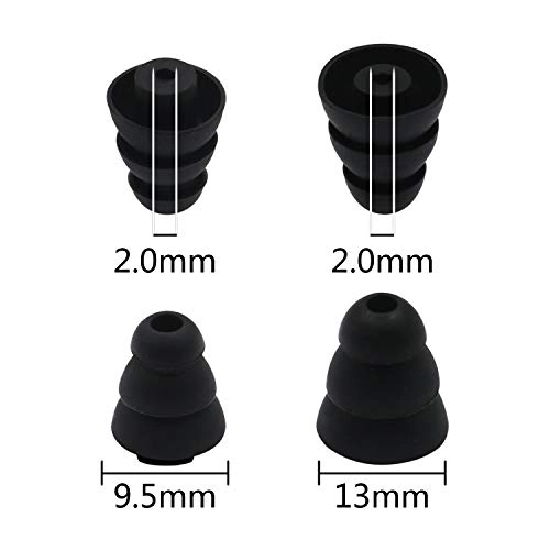 Triple Flange Earbud Tip for Etymotic Shure Klipsch Westone - 2mm Hole 4 Pairs S/L