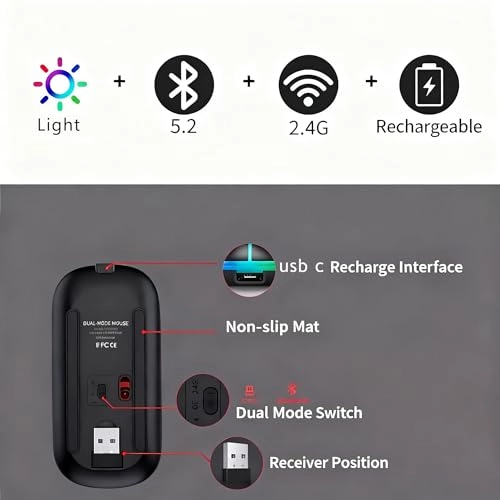 Vertical Ergonomic Optical Mouse - Bluetooth Wi-Fi