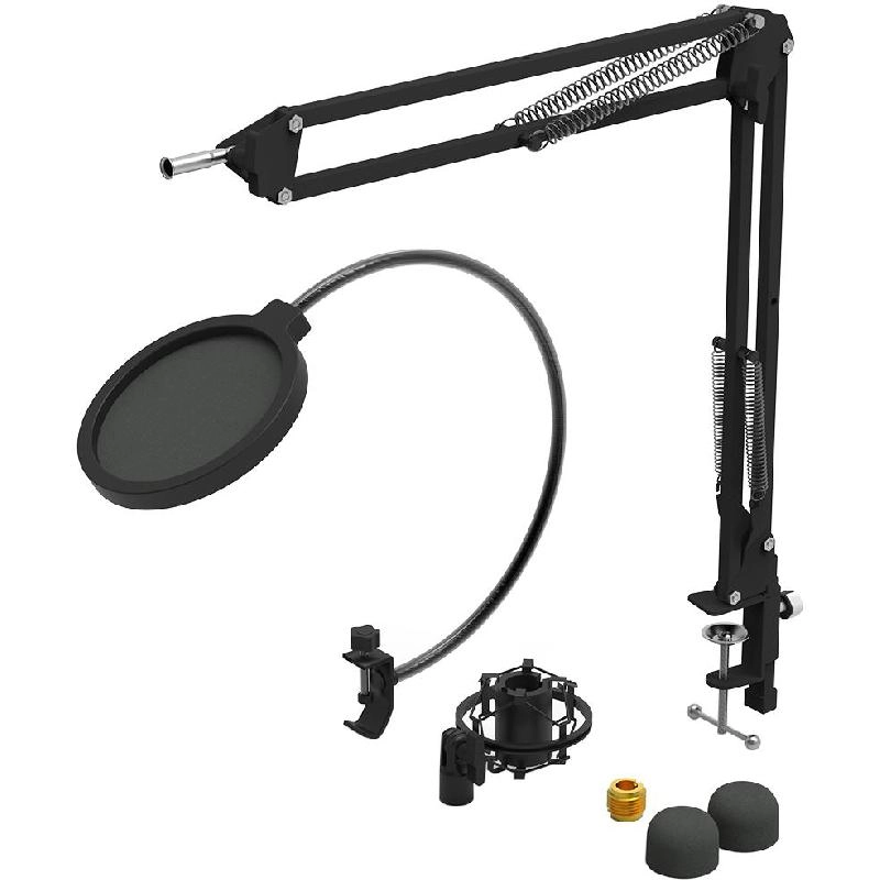Elite Microphone Shock Mount Stand - Pop Filter Adaptor Black