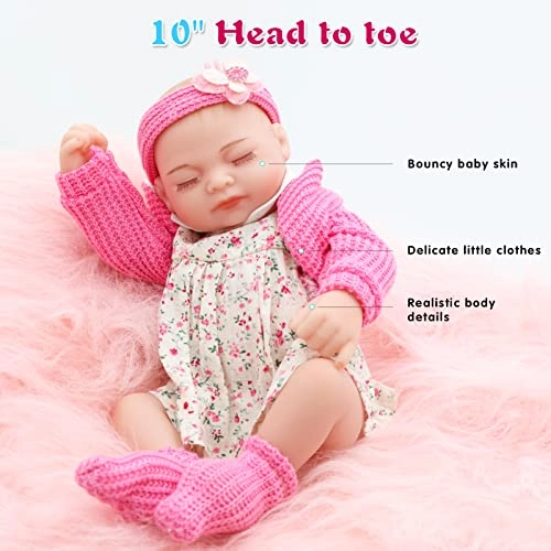 Reborn Baby Doll - 10 inch Silicone Girl Ages 3+ Gift Set